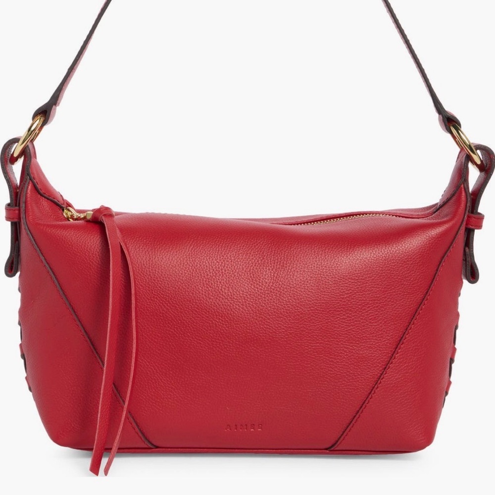 🆕Aimee Elegant Red Leather Shoulder Hobo Bag NWT